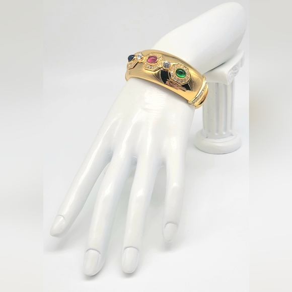 Christian Dior Precious Gemstone Gripoix Glass + Swarovski Crystal Bangle - Picture 7 of 14